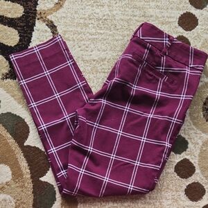 New York & Company Plaid Burgundy Pants